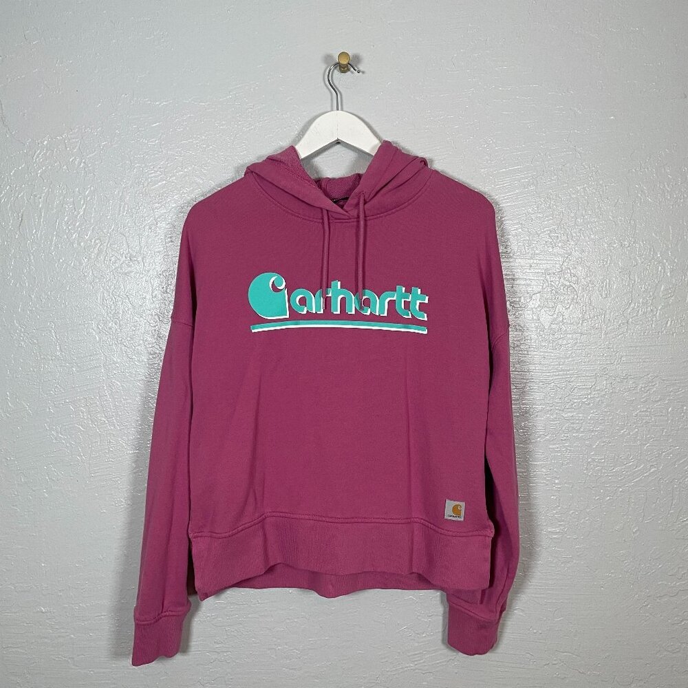 Carhartt Women S Pink Blue Tencel Fiber Series Pullover Hoodie Boxy Oversized